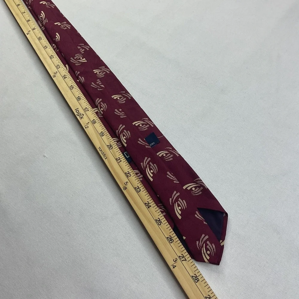 Vintage Polo Ralph Lauren Silk Tie Burgundy Gold Geometric Abstract Paisley